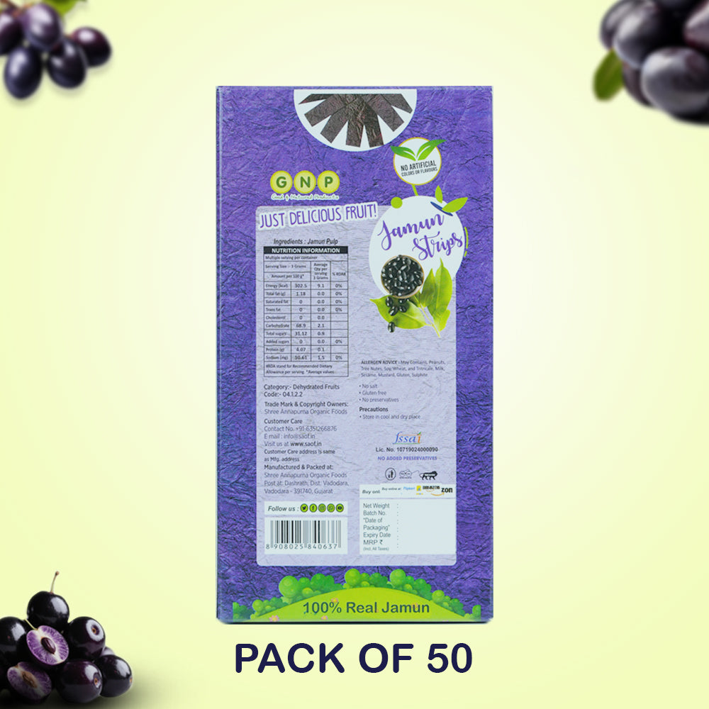 Fruit Leather - Jamun Strips 3 gram (Pack of 50)