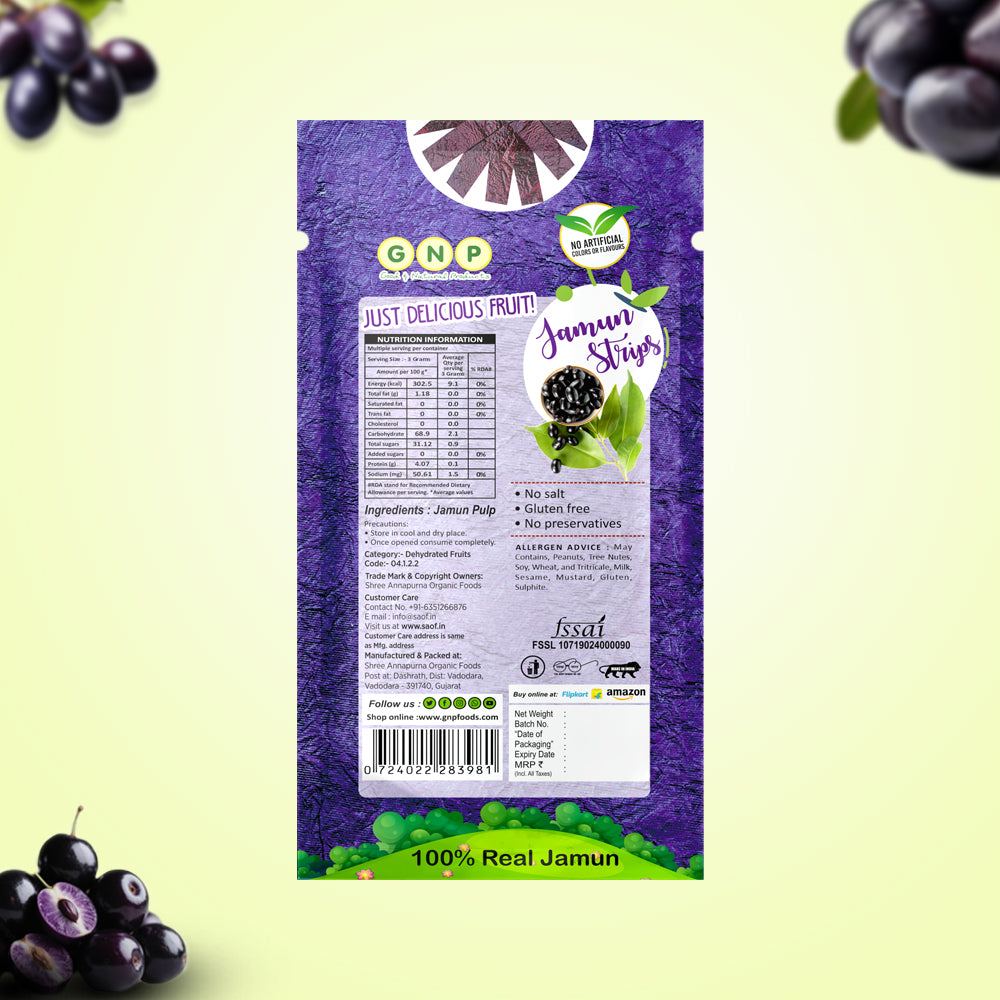 Fruit Leather - Jamun Strips 3 gram (Pack of 50)